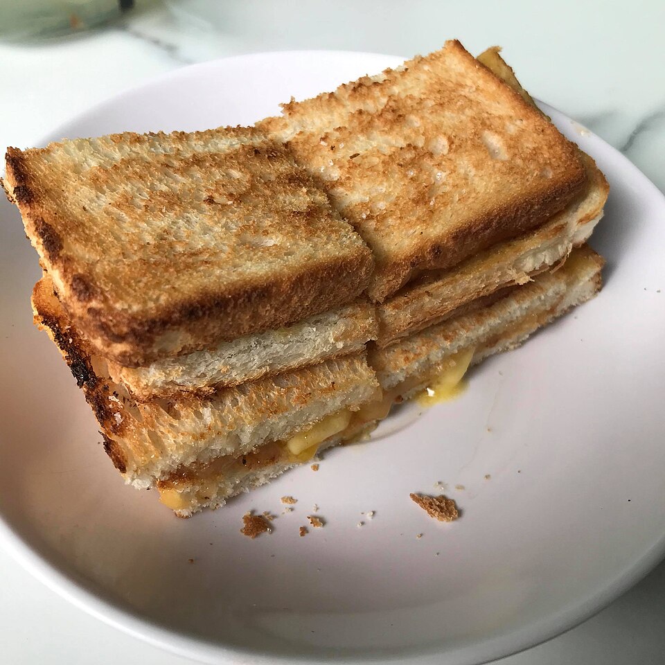 Toasted bread served with kaya and butter