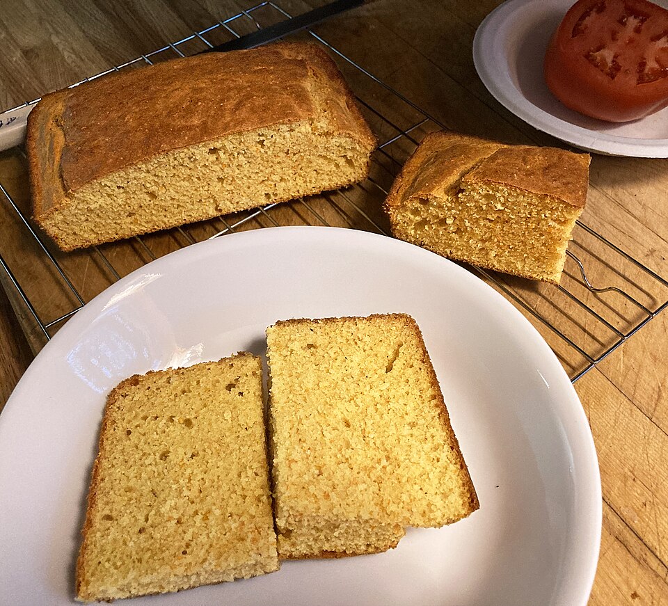 Sliced yellow cornbread